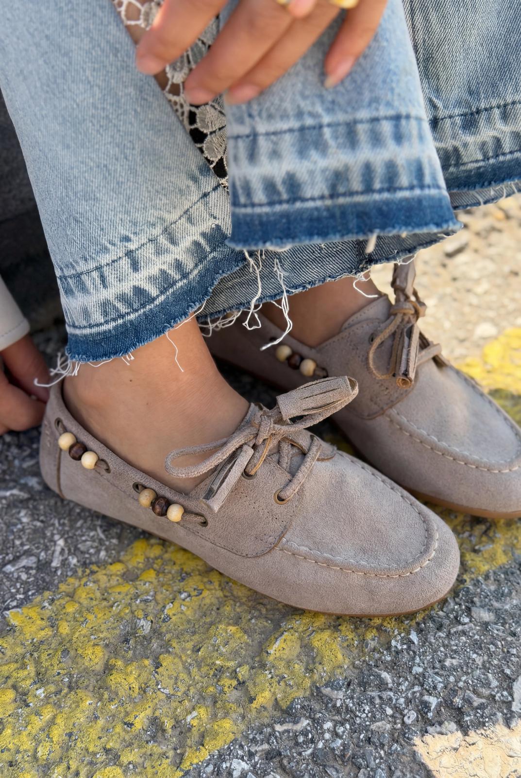 Brion Kadın Oxford Ayakkabı Vizon Süet - ILOVESHOES