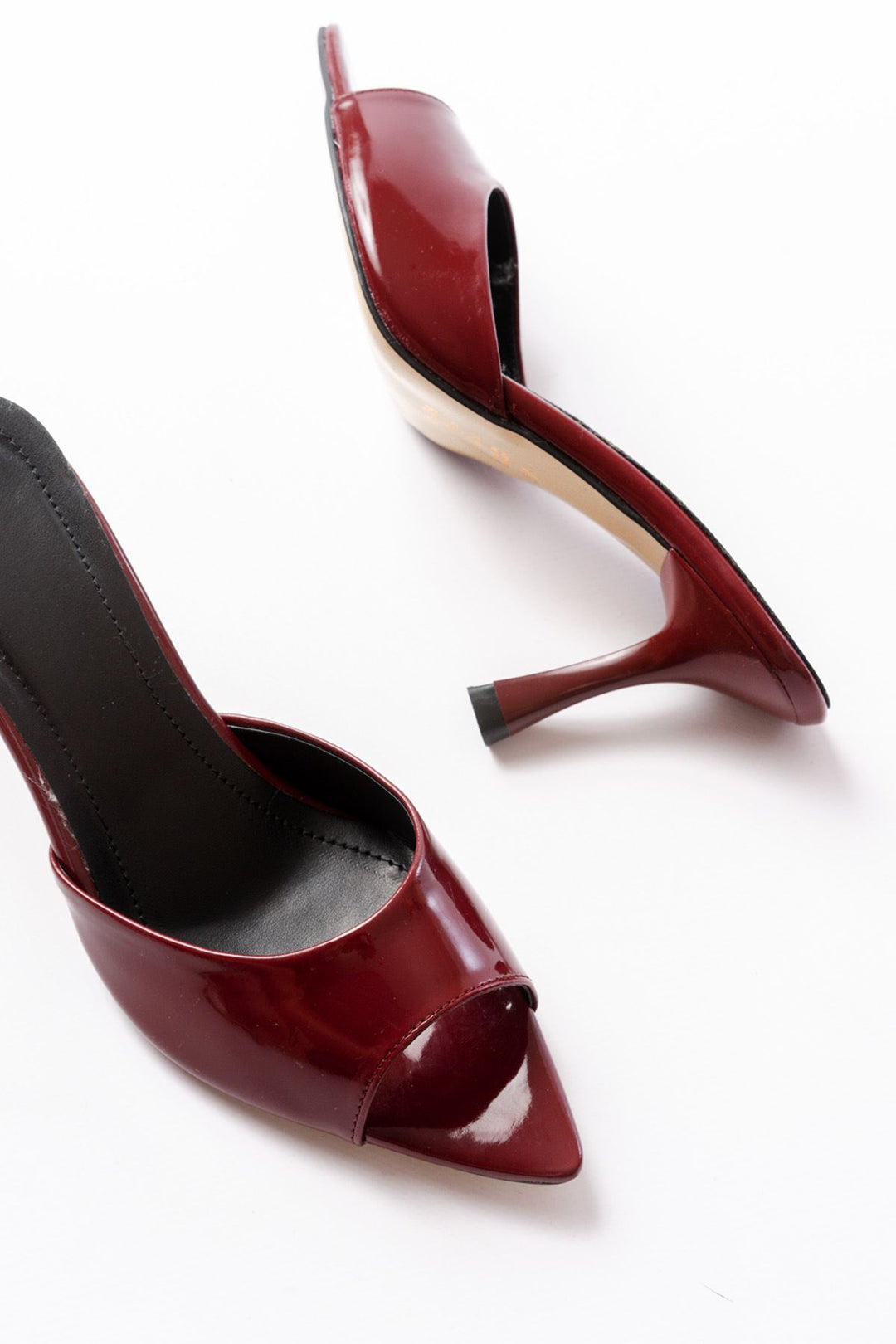 Parlo Rugan Bordo Topuklu Terlik - ILOVESHOES