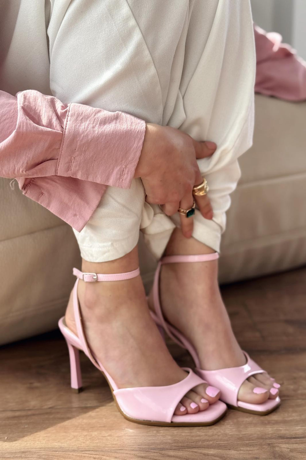 Elvona Rugan İnce Topuklu Kadın Ayakkabı Pembe - ILOVESHOES
