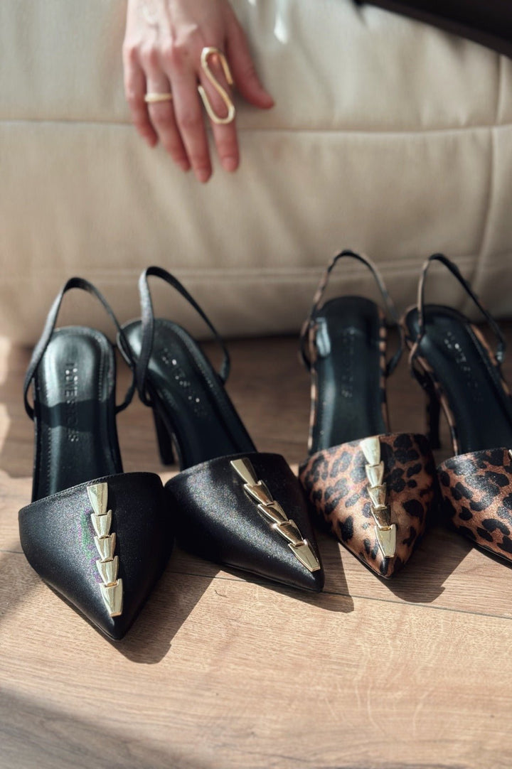 Jaylen Saten Siyah Yüksek Topuklu Kadın Ayakkabı - ILOVESHOES