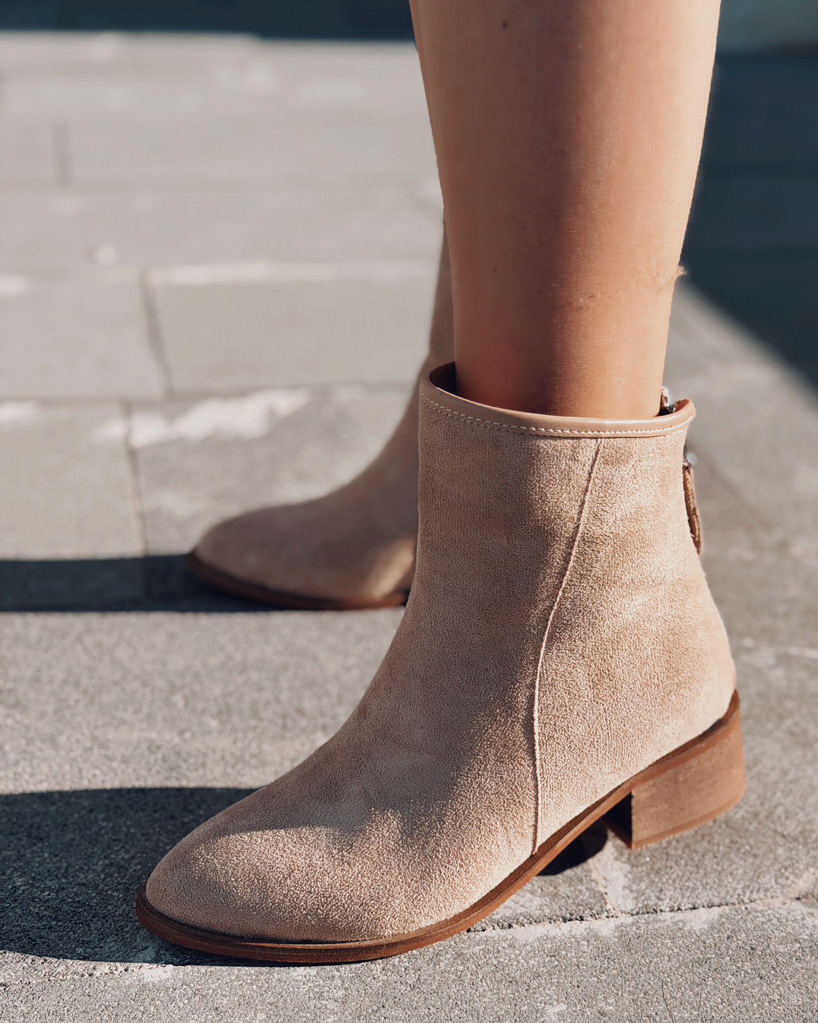 Olvara Kadın Topuklu Bot Bej Süet - ILOVESHOES