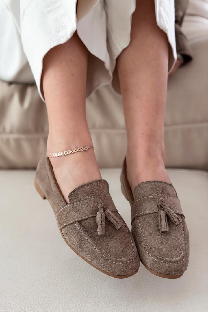 Olena Kadın Loafer Vİzon Süet - ILOVESHOES