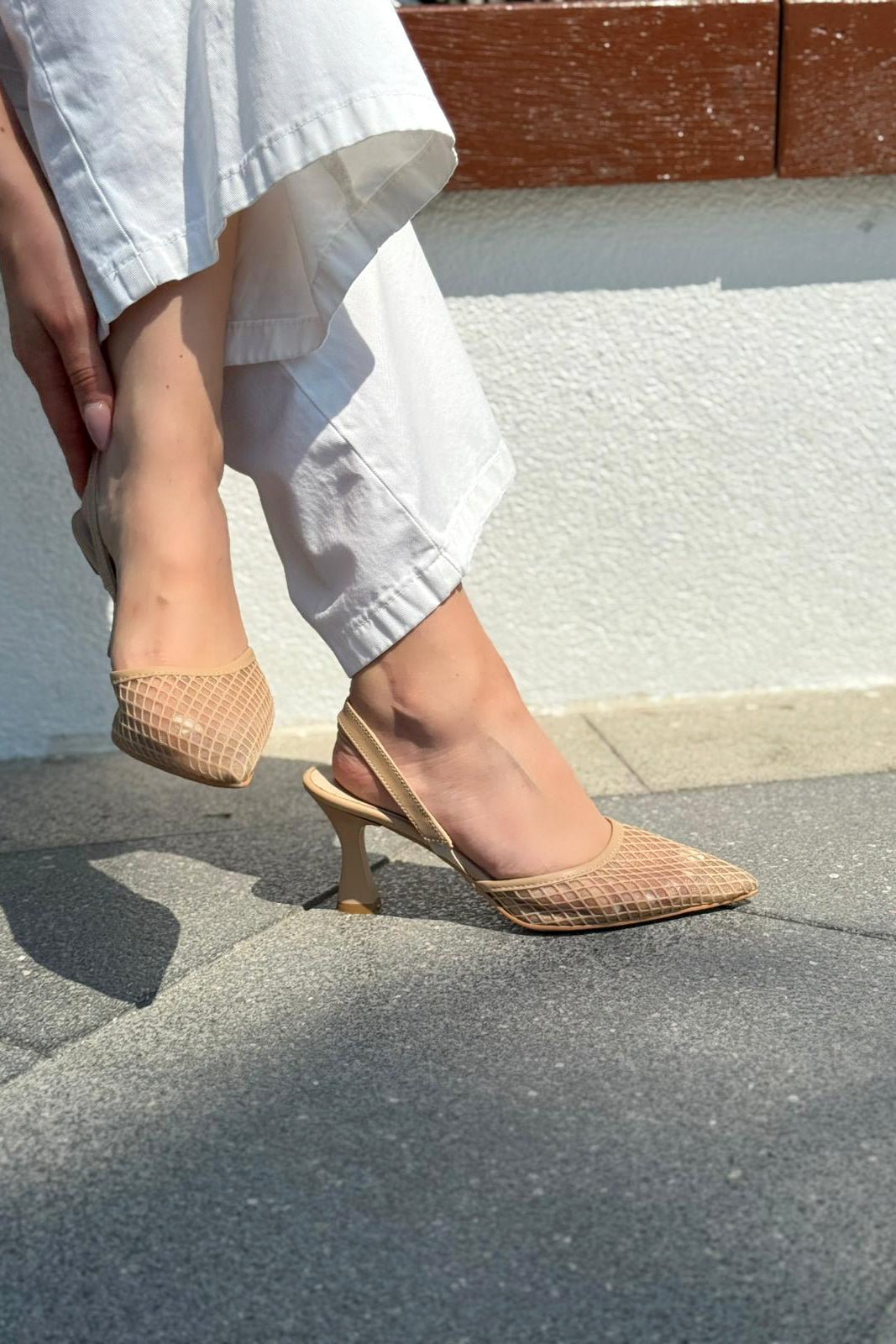 Vasrend Saten File Detaylı Stiletto Nude - ILOVESHOES