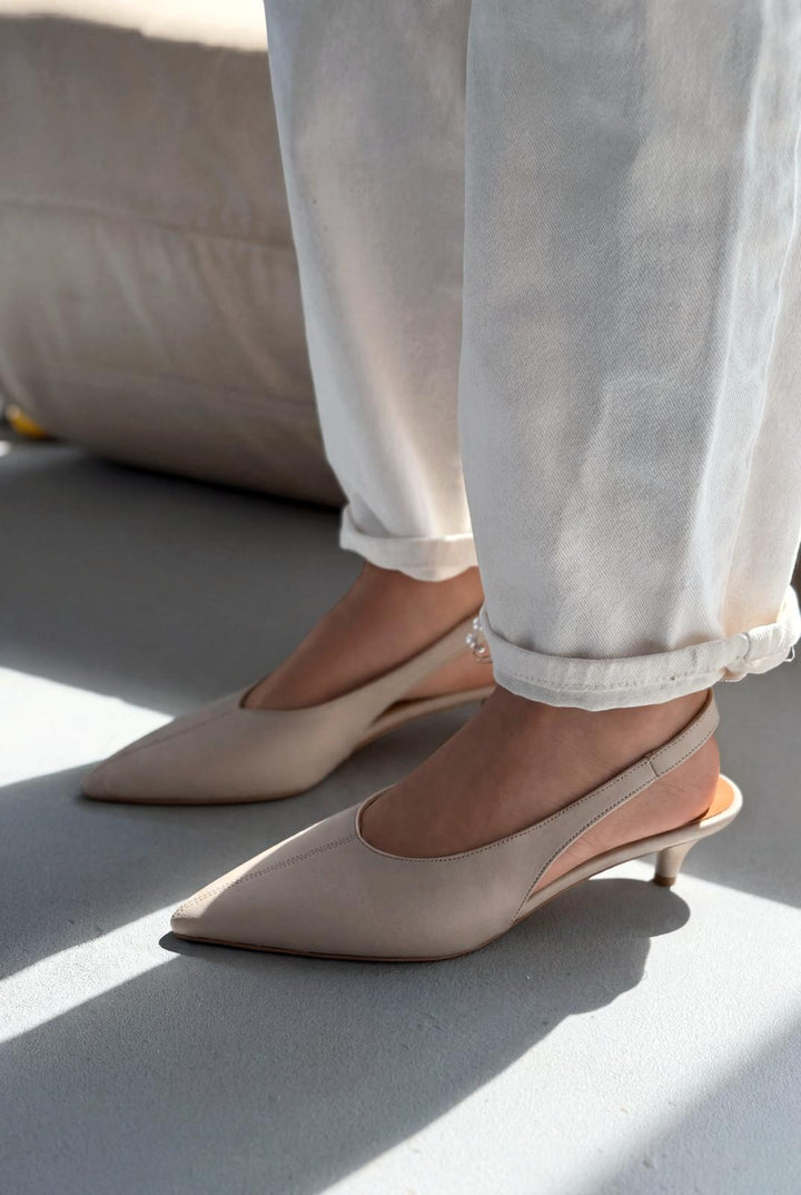 Selor Bej Mat Deri Kadın Stiletto - ILOVESHOES
