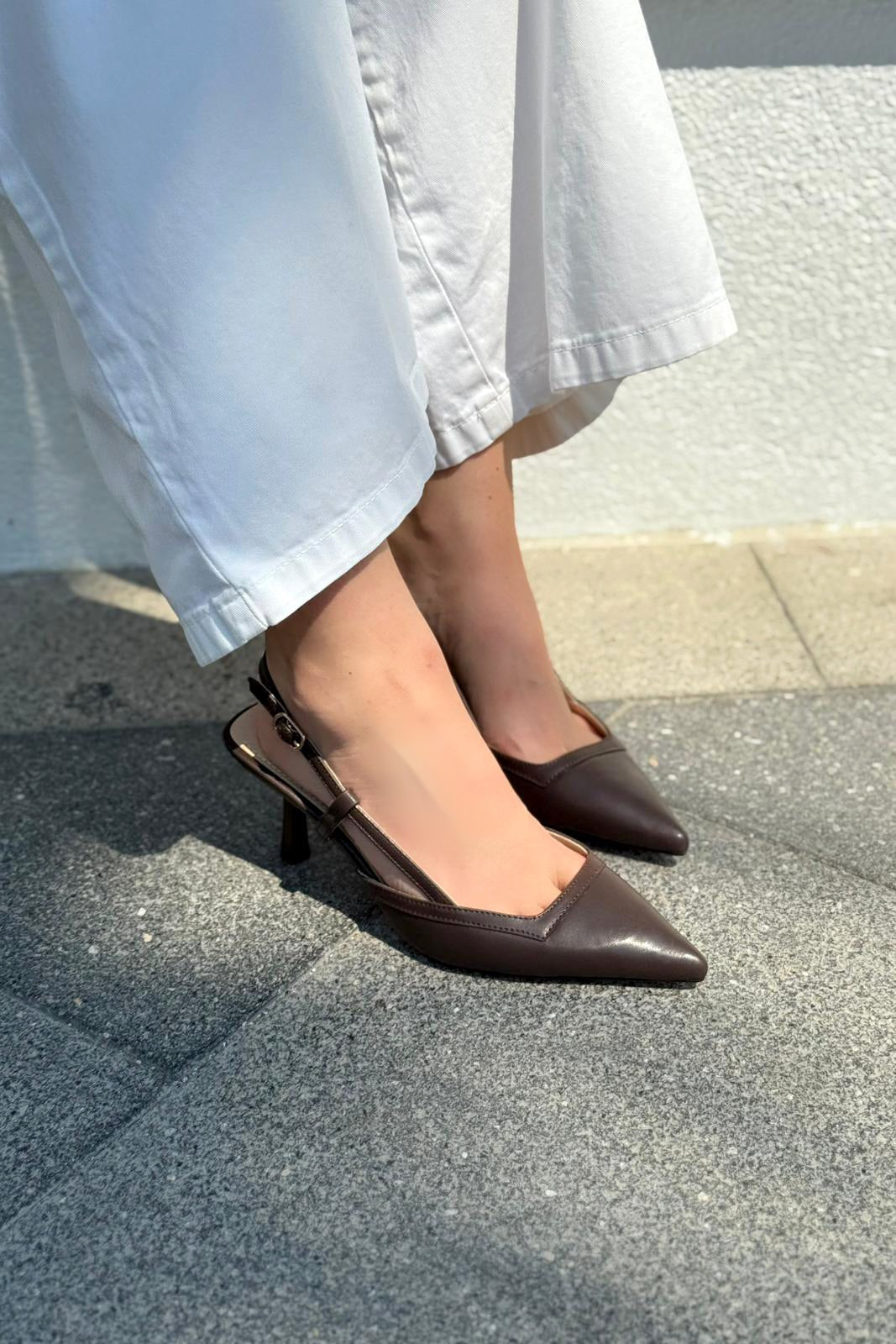 Dayrax Mat Deri Acıkahve Stiletto - ILOVESHOES