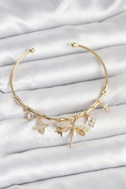 ILS - 1027 Kadın Bileklik Gold Pirinç Yusufçuk Charmlı - ILOVESHOES