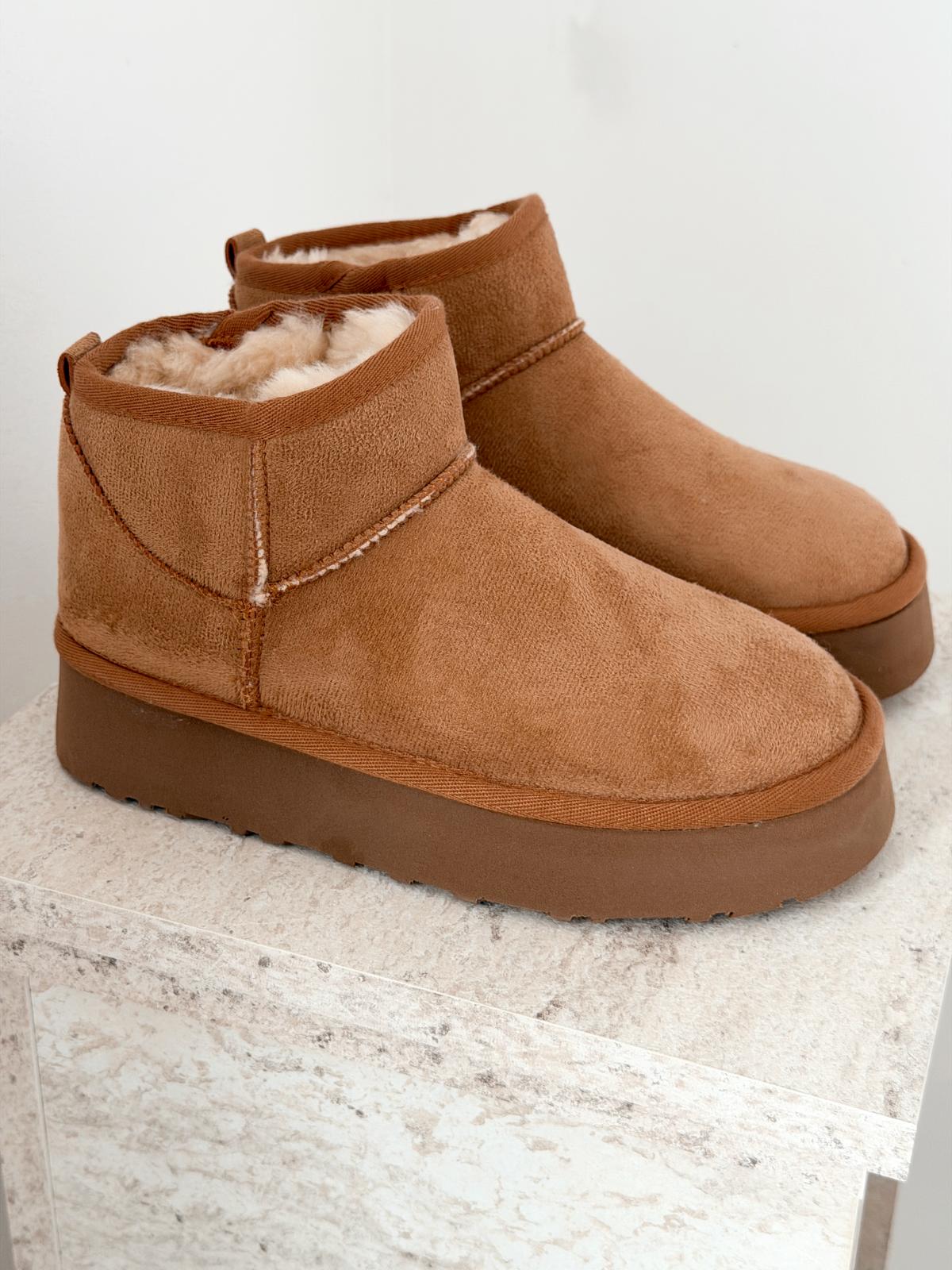 Leonar Kadın İçi Tüylü Bot Taba Süet - ILOVESHOES