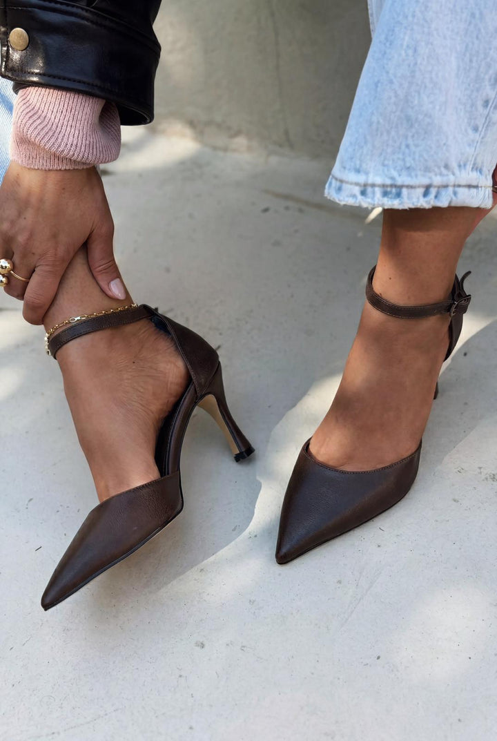 Selaris Stiletto Acıkahve Mat Deri - ILOVESHOES