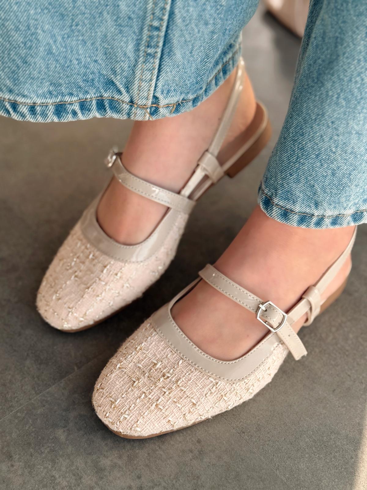 Minor Tüvit Bej Bant Detaylı Mary Jane - ILOVESHOES