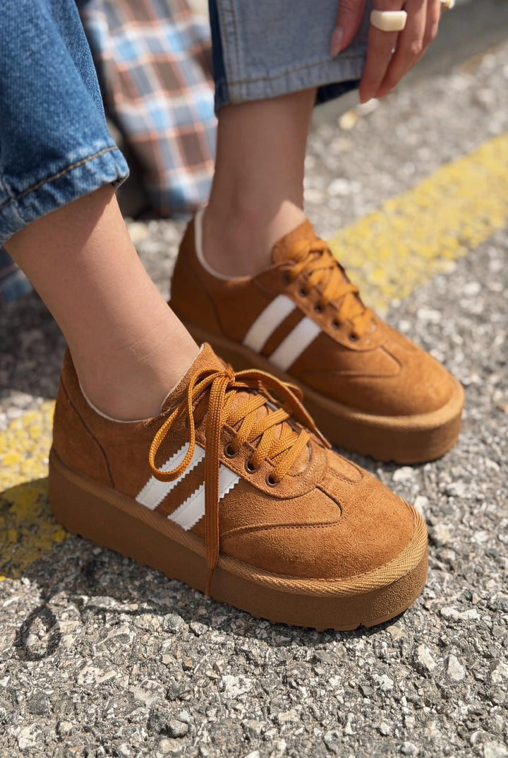 Vireo Kadın Spor Ayakkabı Taba Süet - ILOVESHOES