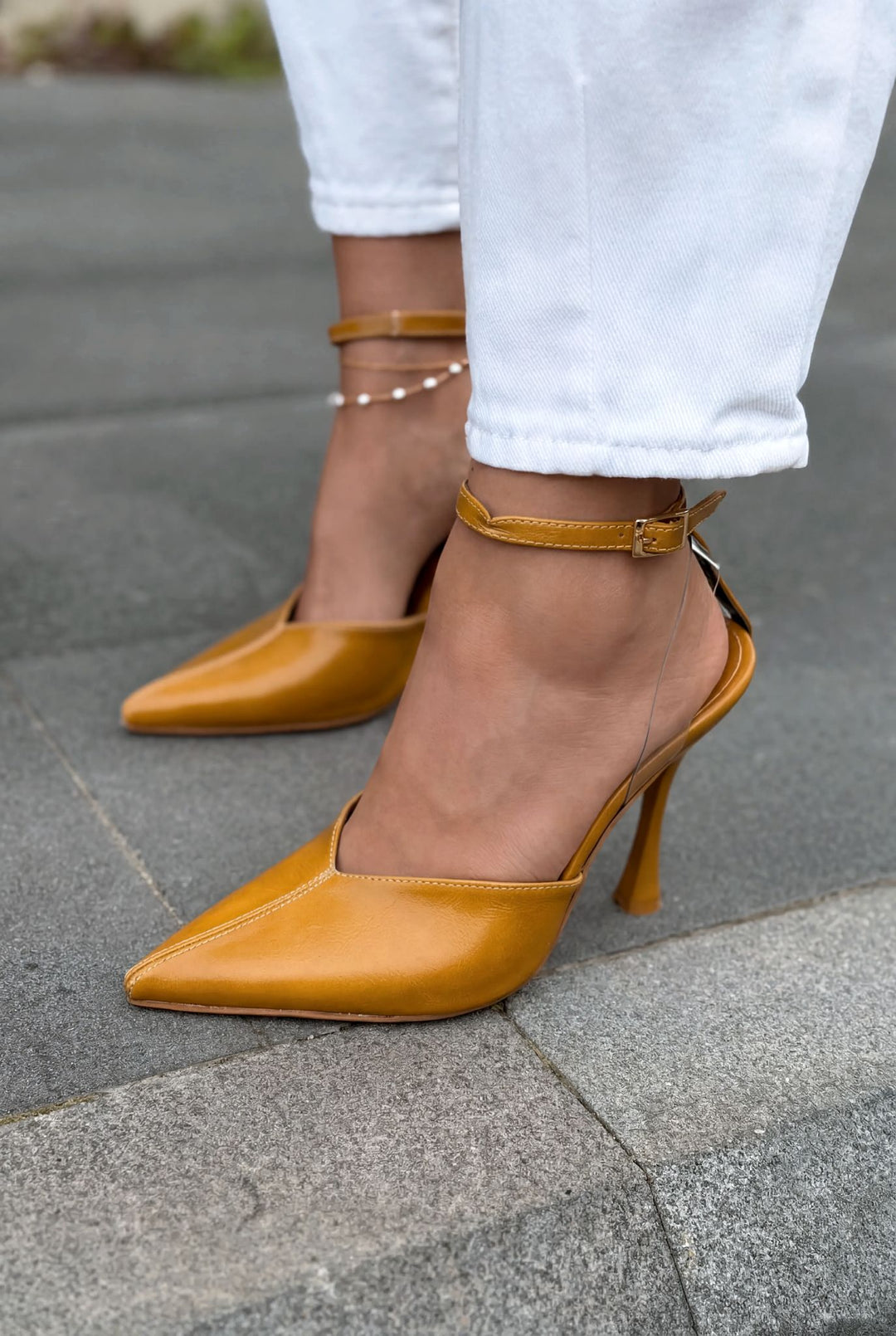 Rovire Stiletto Taba Kırışık Deri - ILOVESHOES