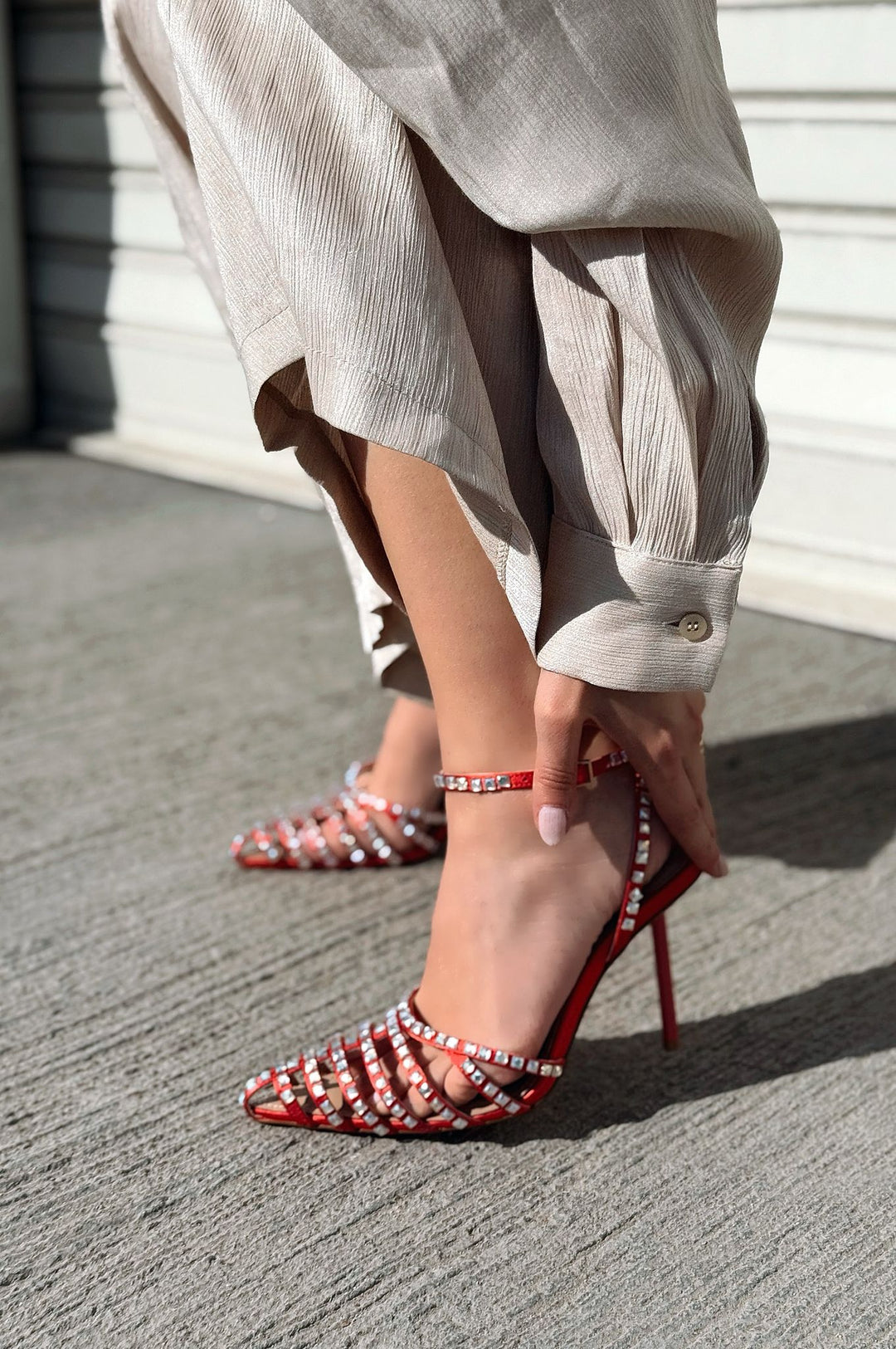 Penoria Mat Kırmızı Bant Detaylı Stiletto - ILOVESHOES