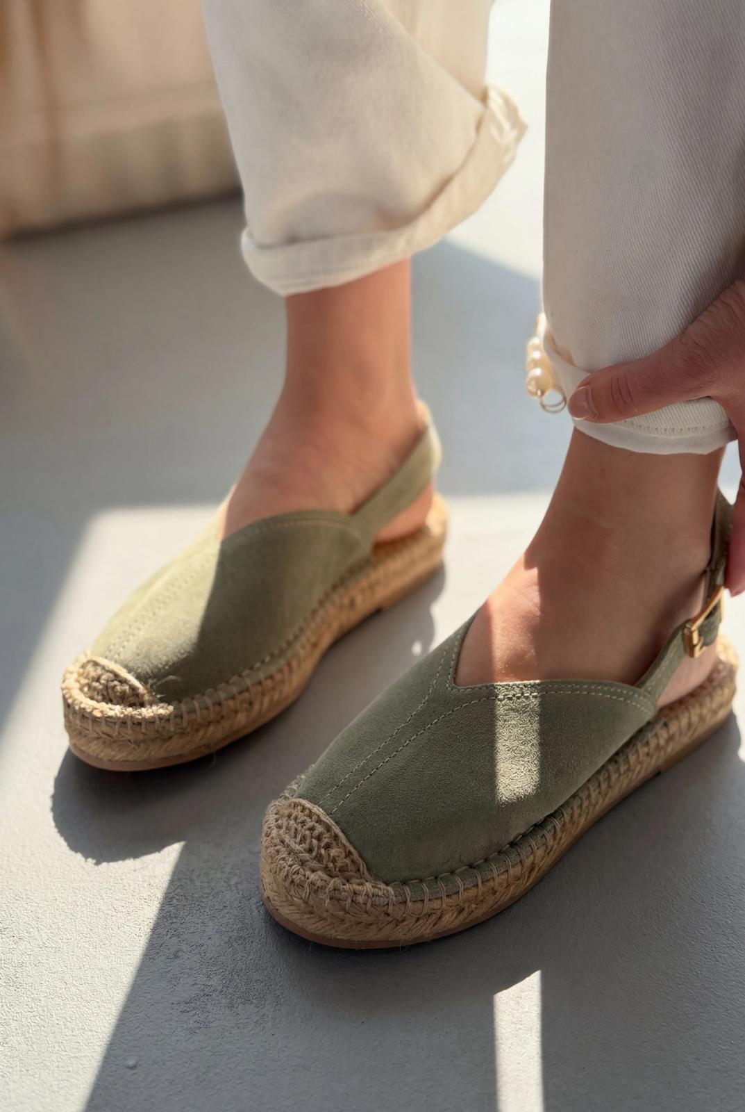 Orveth Yeşil Hakiki Süet Kadın Espadril - ILOVESHOES