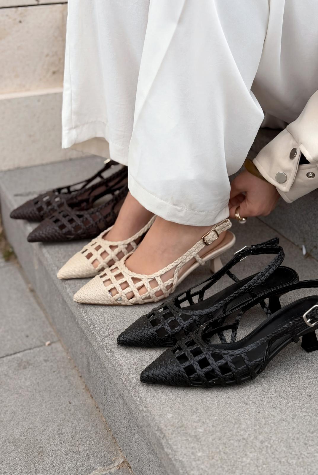 Zelya Siyah Mat Deri Kadın Topuklu Ayakkabı - ILOVESHOES