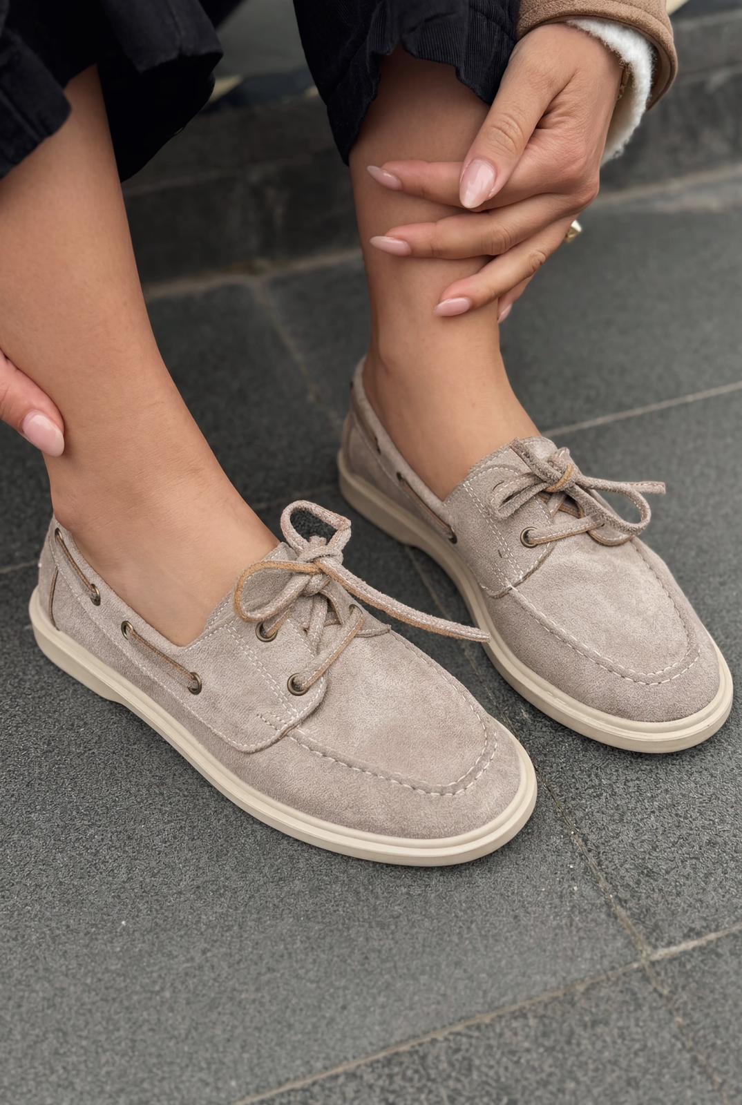 Morin Kadın Oxford Ayakkabı Vizon Süet - ILOVESHOES