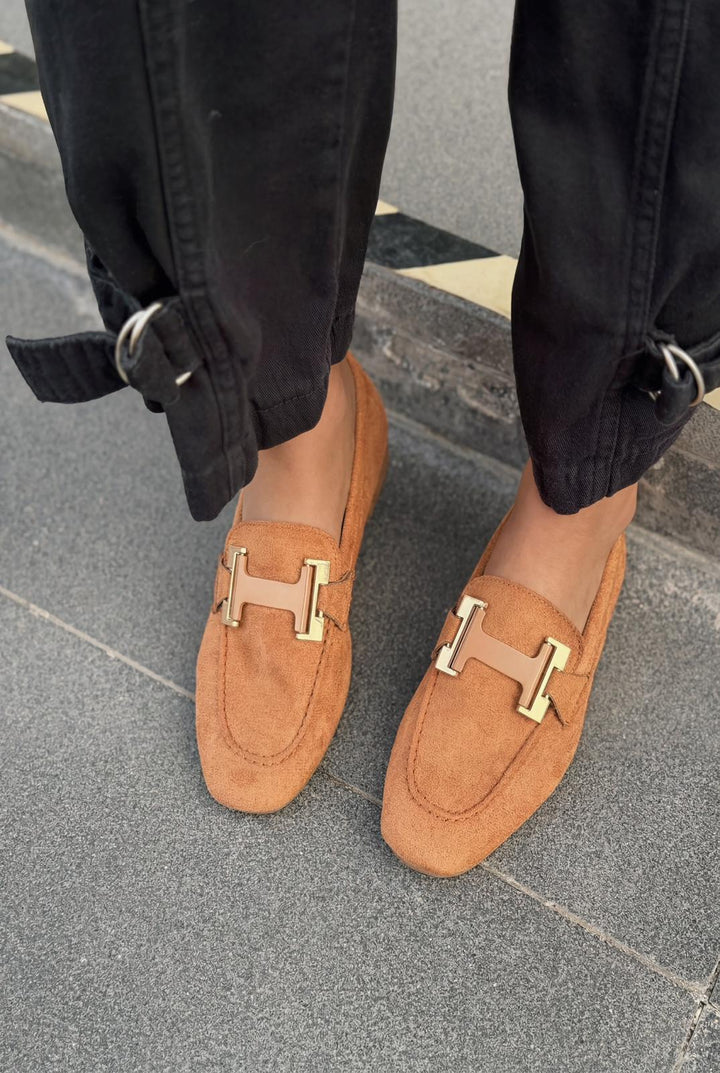 Elara Kadın Loafer Taba Süet - ILOVESHOES