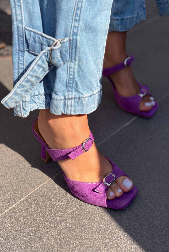 Marise Mor Hakiki Süet Kadın Topuklu Terlik - ILOVESHOES