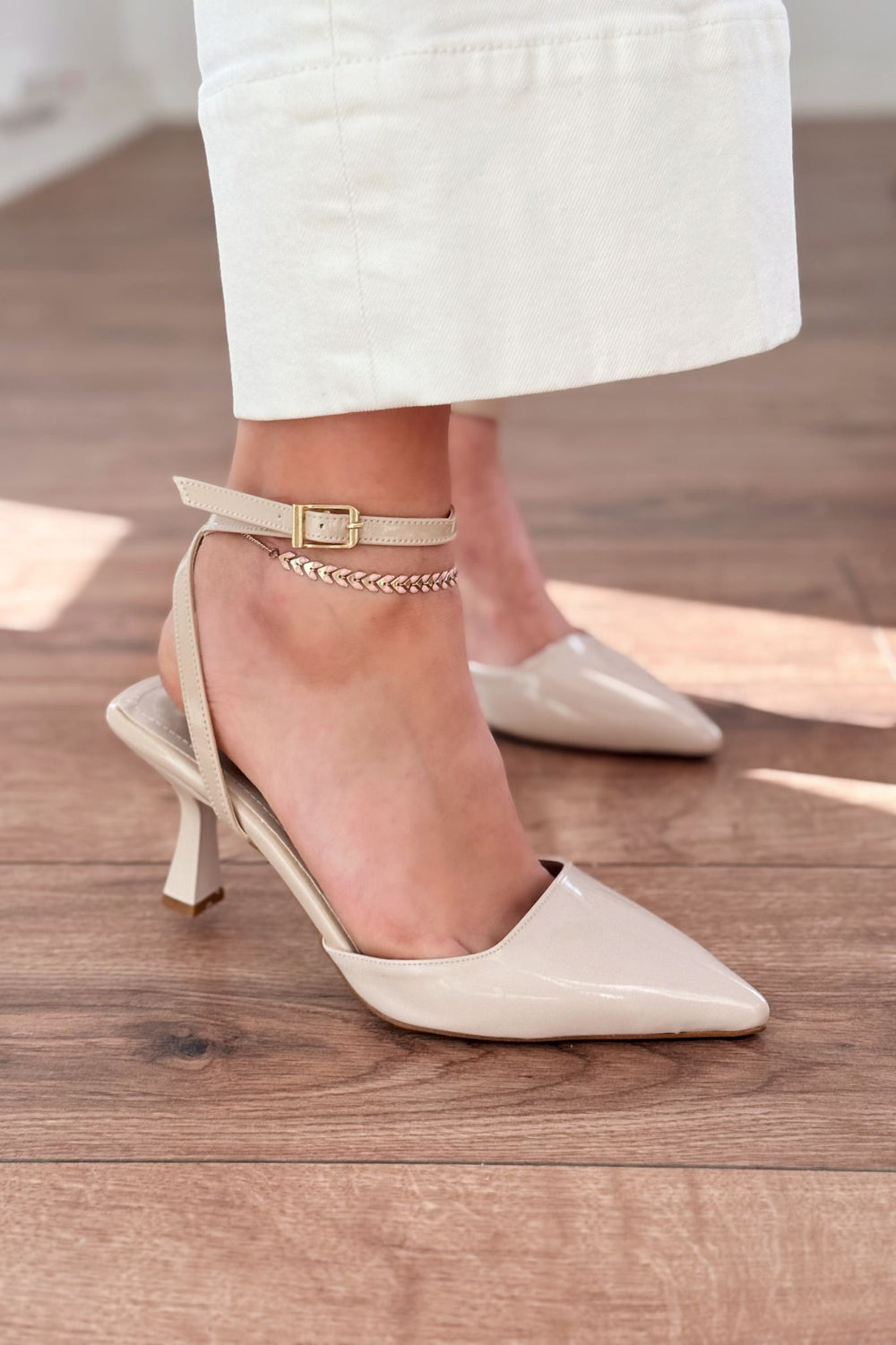 Rivara Bej Rugan Günlük 7 cm Topuklu Kadın Ayakkabı - ILOVESHOES Türkiye
