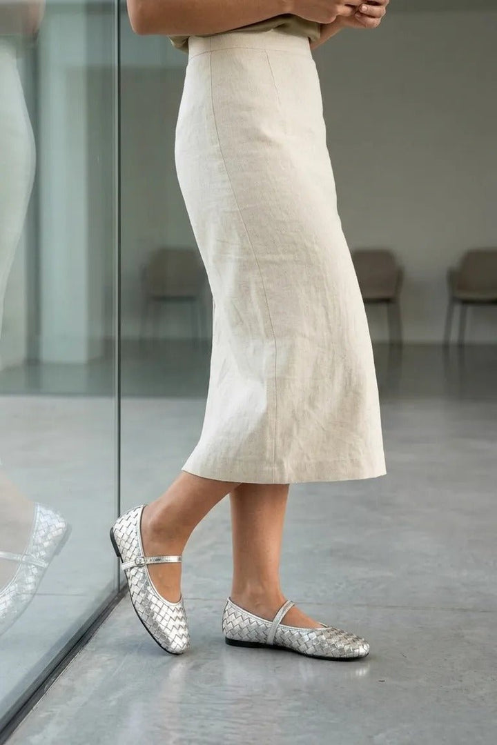 Roselle Gümüş Parlak Deri Kadın Babet - ILOVESHOES