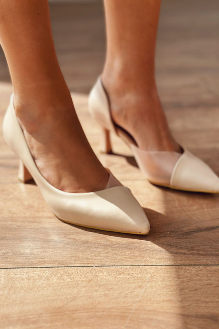Jayend Mat Deri Şeffaf Detaylı Stiletto Nude