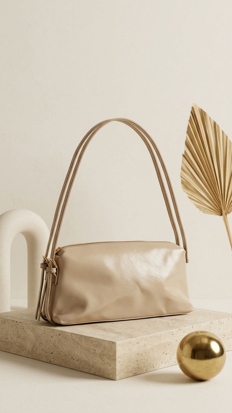 Selvelin Kadın Omuz Çantası Vizon Parlak Deri - ILOVESHOES