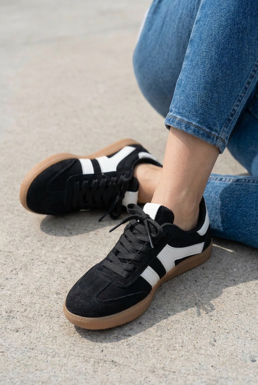 Moriel Süet Siyah Termo Taban Kadın Spor Ayakkabı - ILOVESHOES