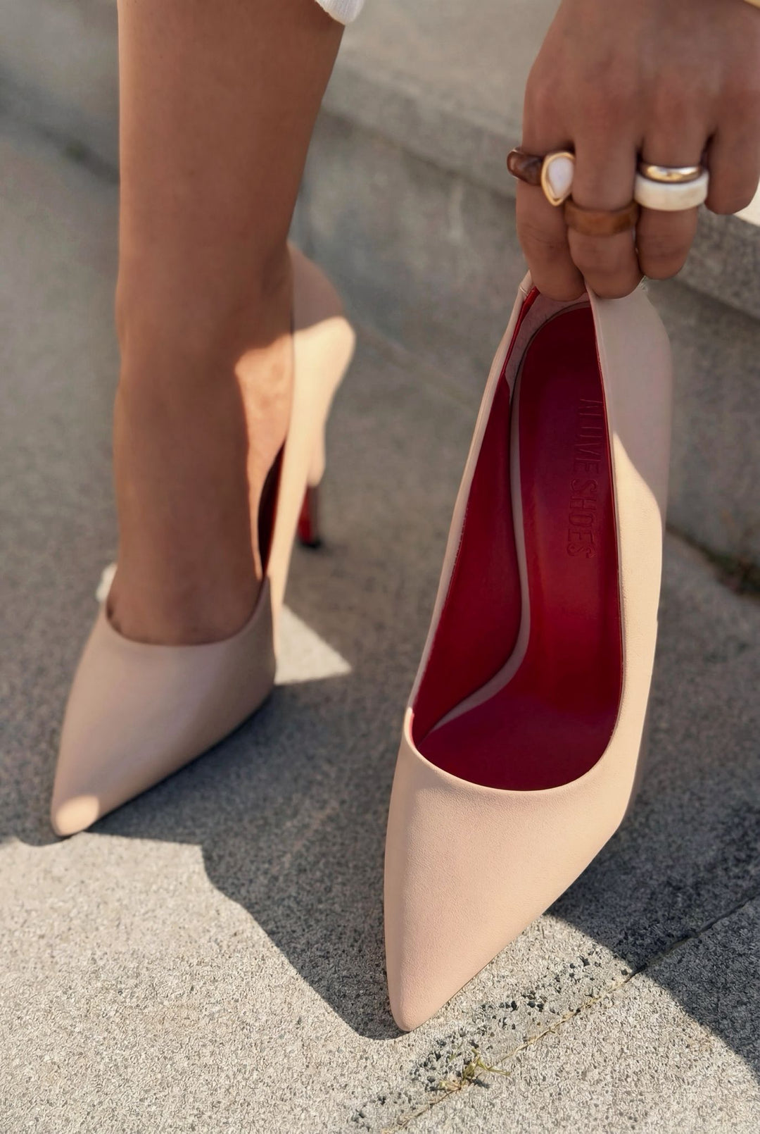 Noxi Nude Mat Deri Kadın Stiletto