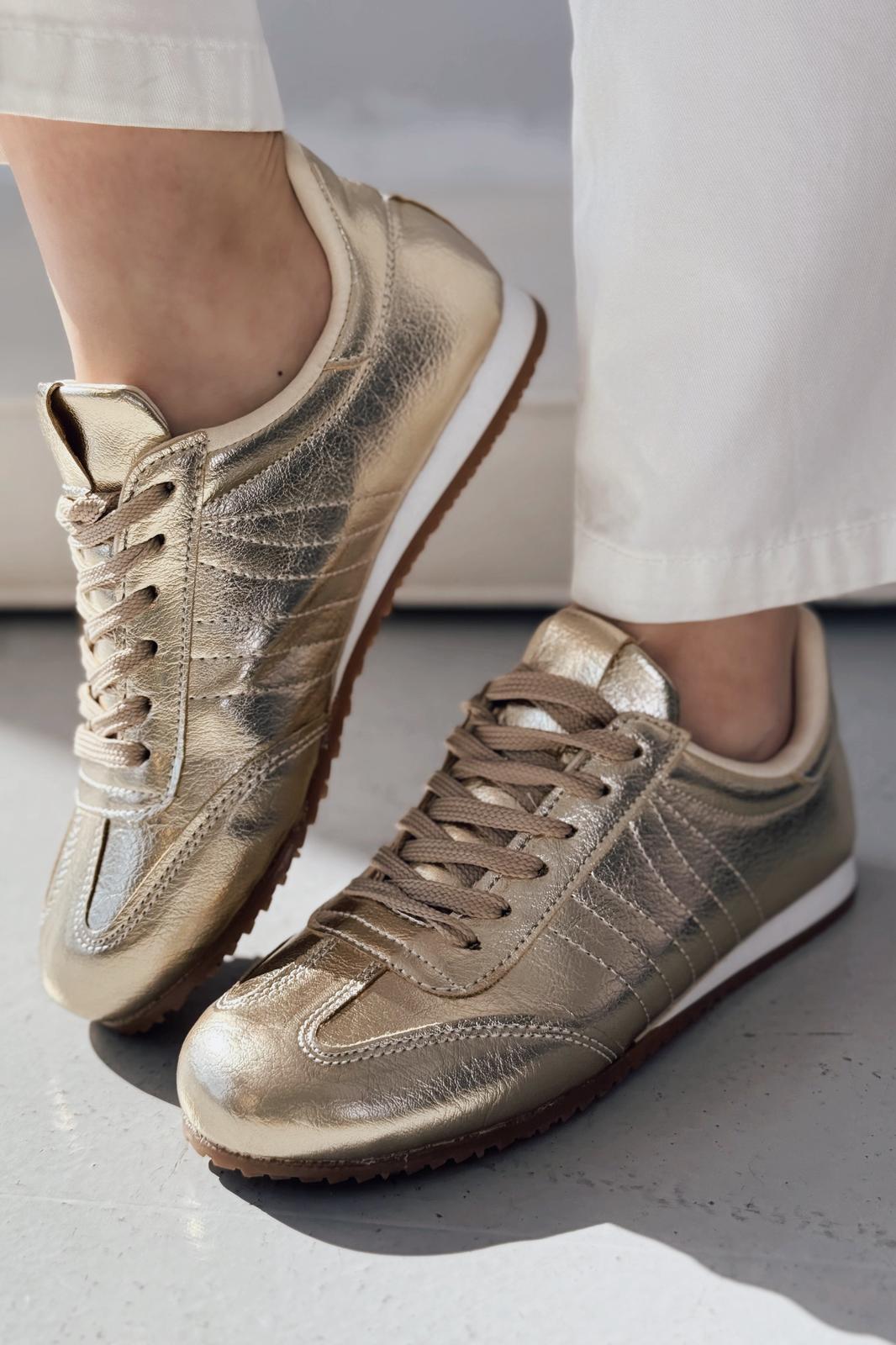 Risel Rugan Gold Kadın Spor Ayakkabı - ILOVESHOES