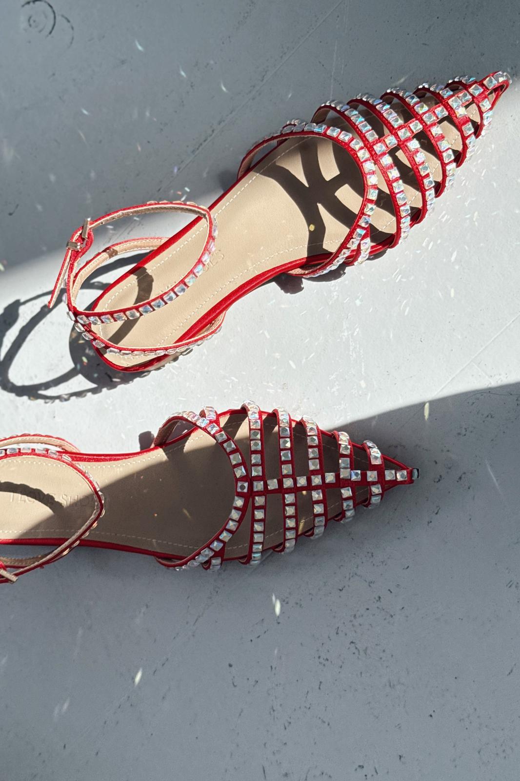 Xomira Kırmızı Bant Detaylı Kadın Babet - ILOVESHOES