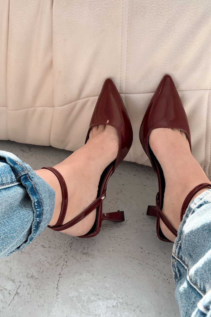 Rivara Bordo Rugan Günlük 7 cm Topuklu Kadın Ayakkabı - ILOVESHOES Türkiye