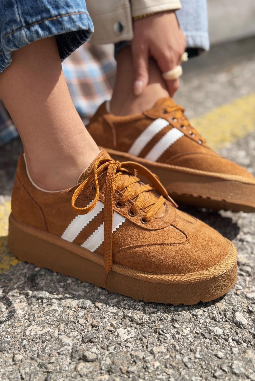 Vireo Kadın Spor Ayakkabı Taba Süet - ILOVESHOES