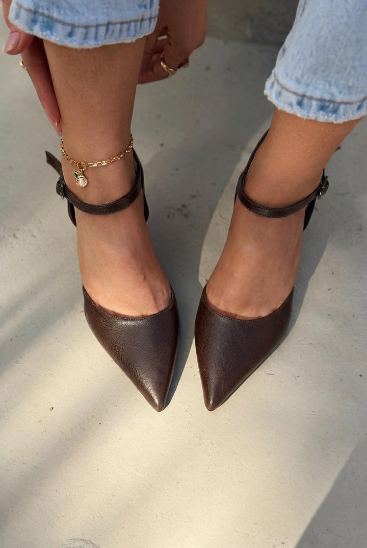 Beloria Stiletto Acıkahve Mat Deri - ILOVESHOES