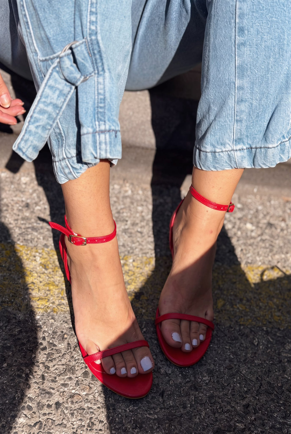 Colva Kırmızı Mat Deri Kadın Topuklu Sandalet - ILOVESHOES