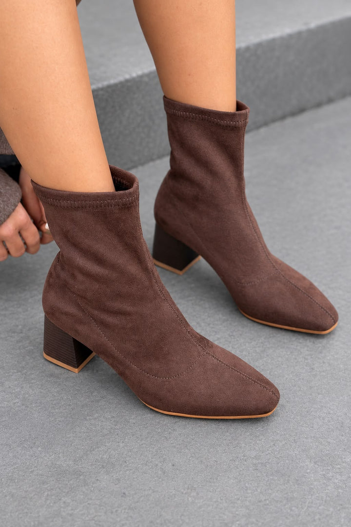 Delsia Acı Kahve Süet Kadın Streç Bot - ILOVESHOES
