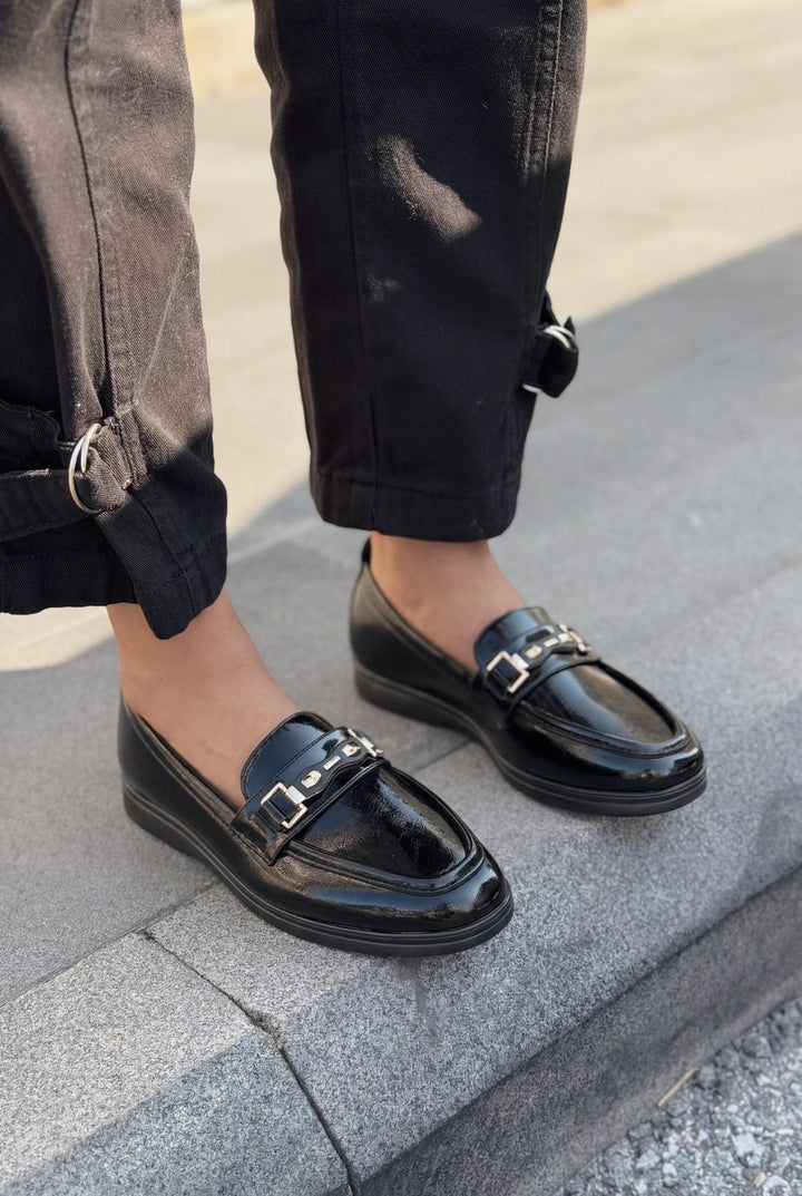 Torel Kadın Loafer Siyah Rugan - ILOVESHOES