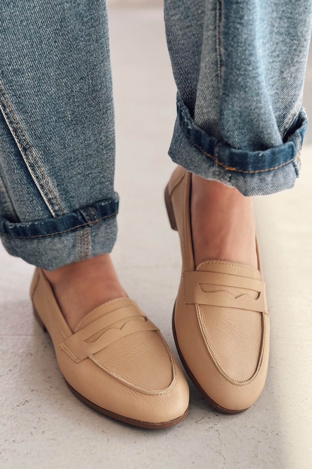 Lemor Hakiki Deri Kadın Loafer Bej