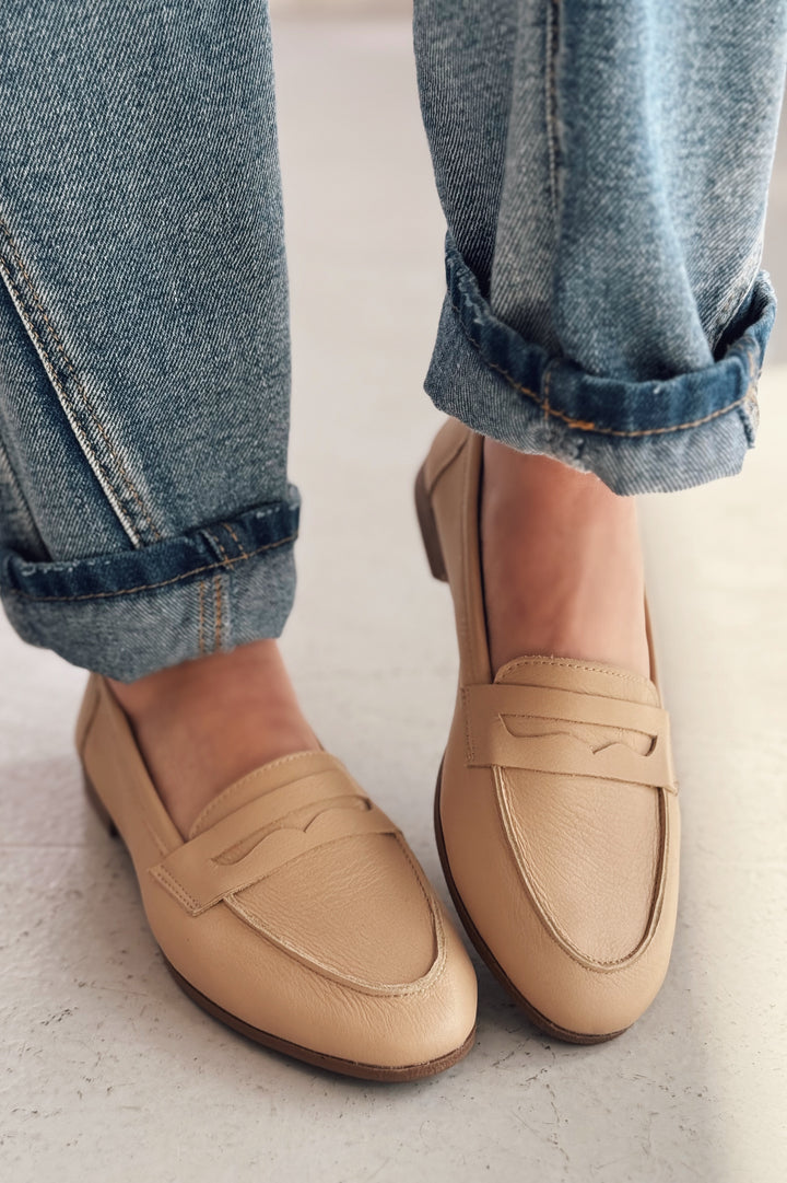 Lemor Hakiki Deri Kadın Loafer Bej