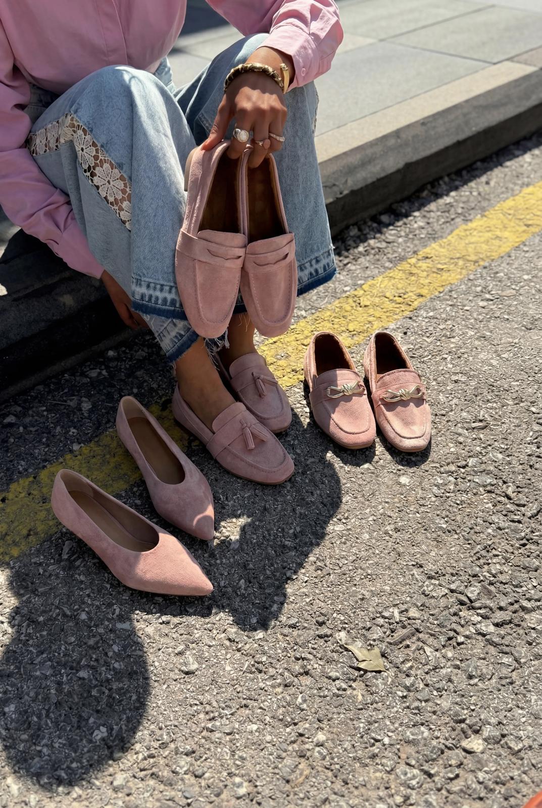 Orvino Pudra Süet Kadın Loafer - ILOVESHOES