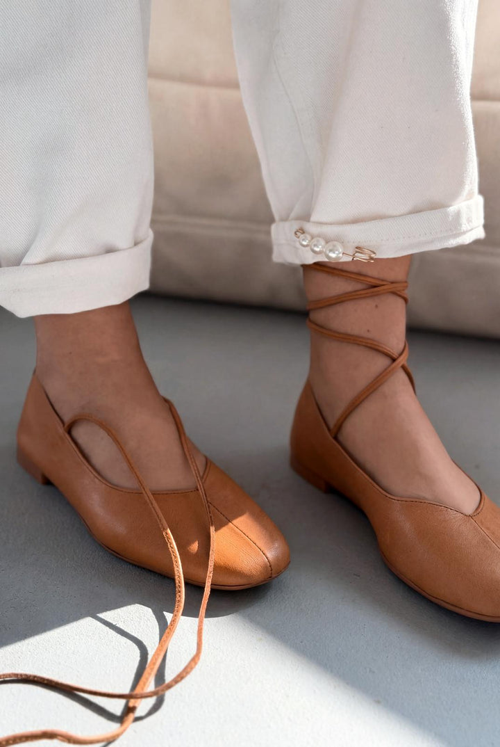 Morven Hakiki Deri Taba Kadın Babet - ILOVESHOES