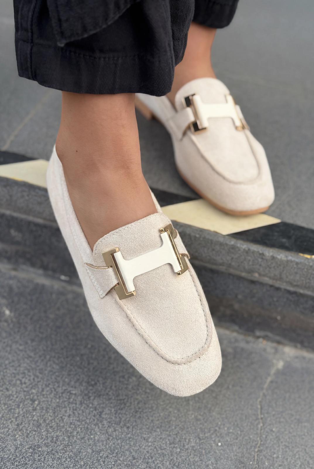 Elara Kadın Loafer Bej Süet - ILOVESHOES