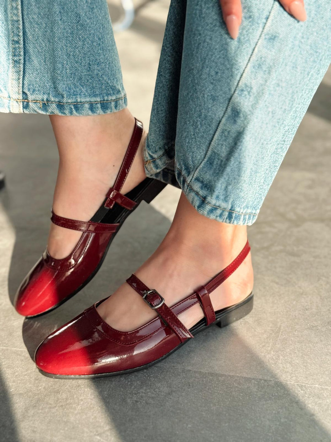 Minor Rugan Bordo Bant Detaylı Mary Jane - ILOVESHOES