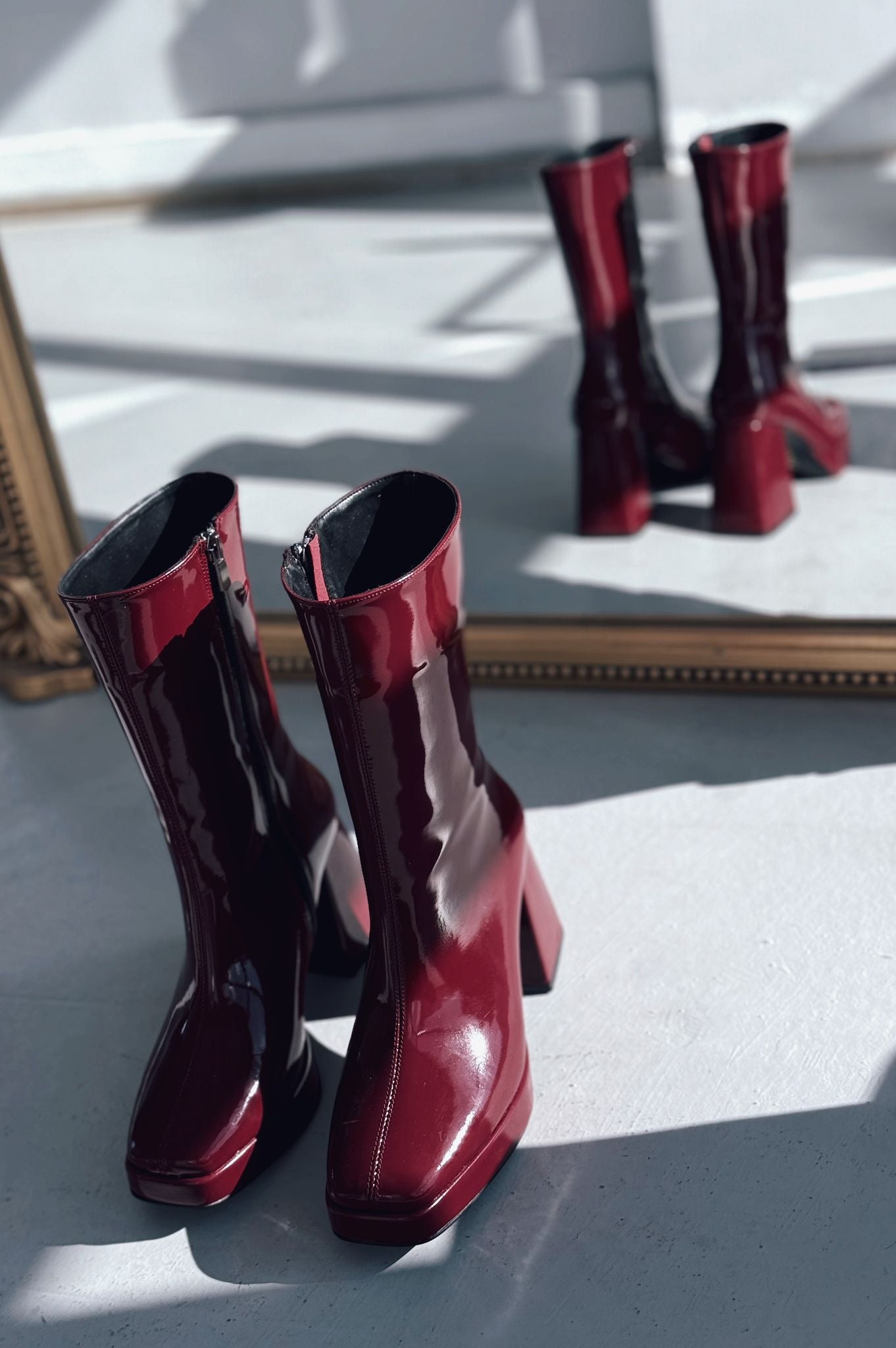 Polinca Rugan Platform Topuklu Bordo Kadın Bot - ILOVESHOES