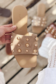 Neslor Süet Nude Troklu Kadın Terlik - ILOVESHOES