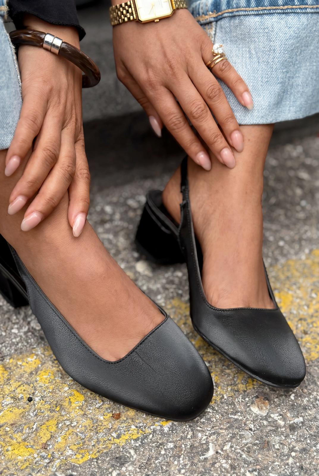 Solen Mary jane Topuklu Ayakkabı Siyah Saten - ILOVESHOES