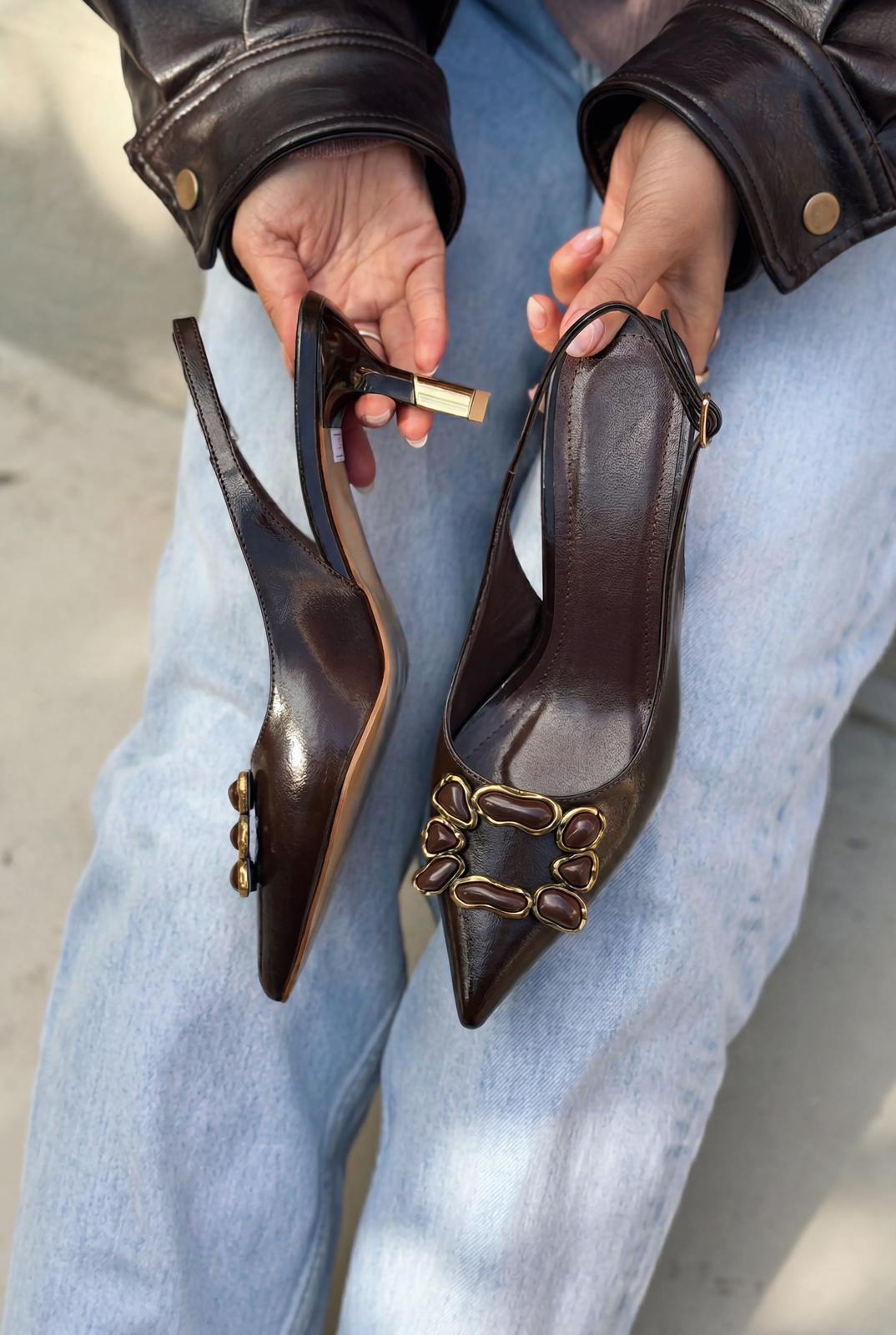 Nertia Stiletto Acıkahve Mat Deri - ILOVESHOES