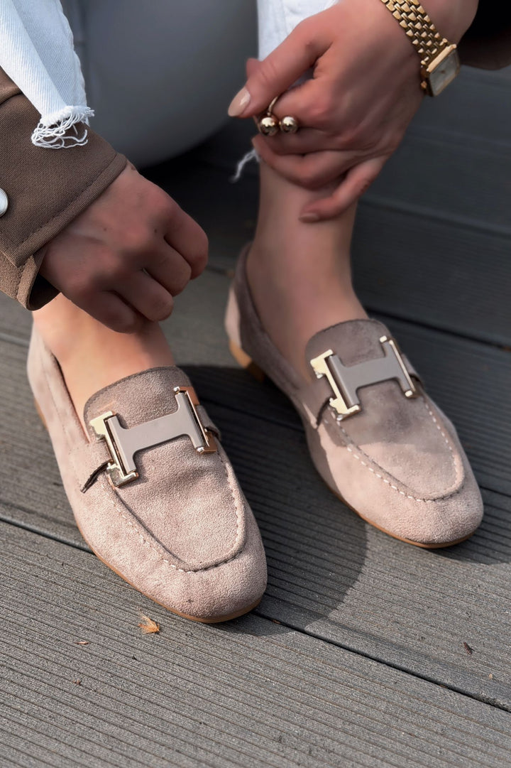 Elara Kadın Loafer Vizon Süet - ILOVESHOES