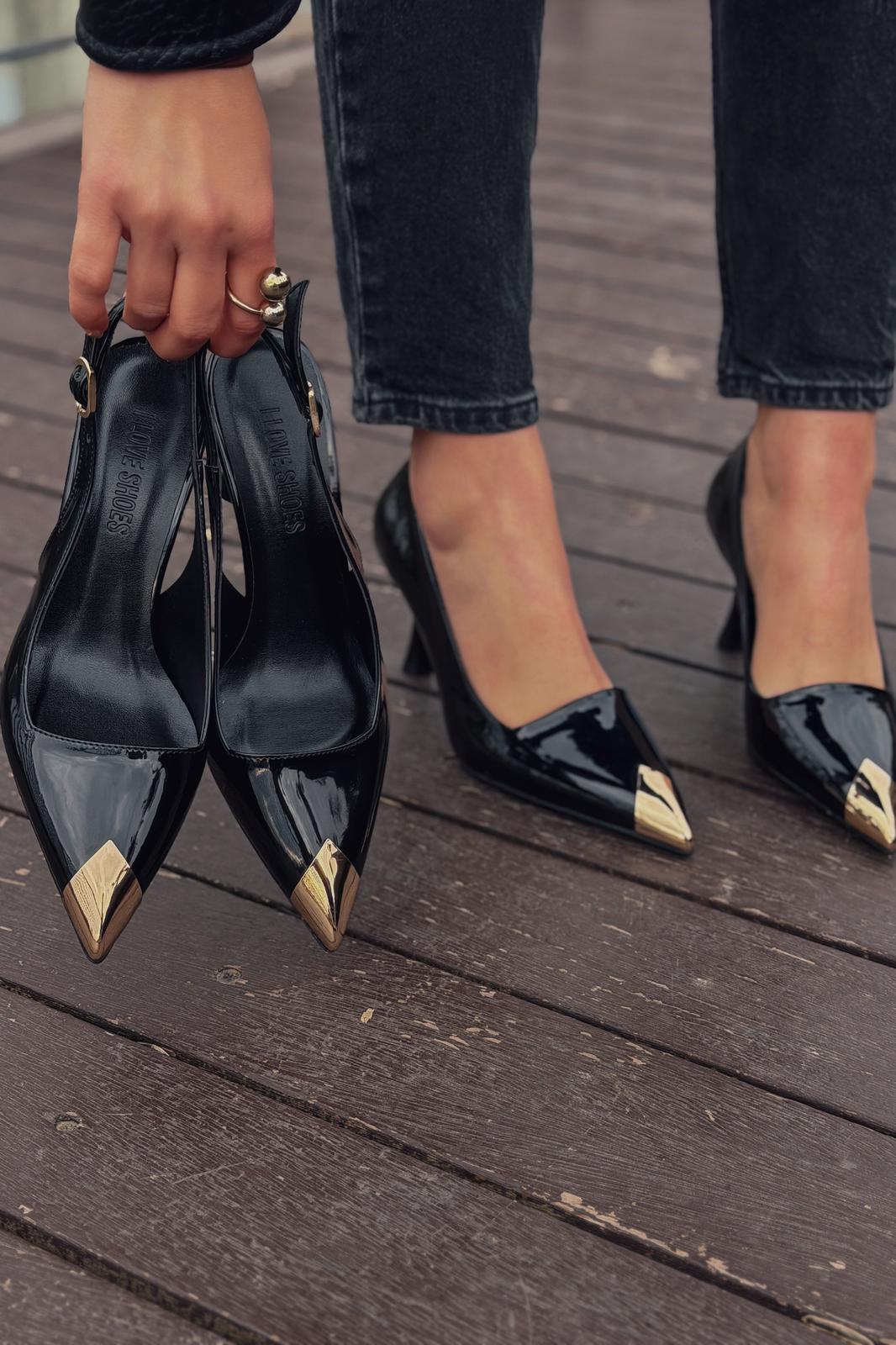 Noctra Stiletto Siyah Rugan - ILOVESHOES