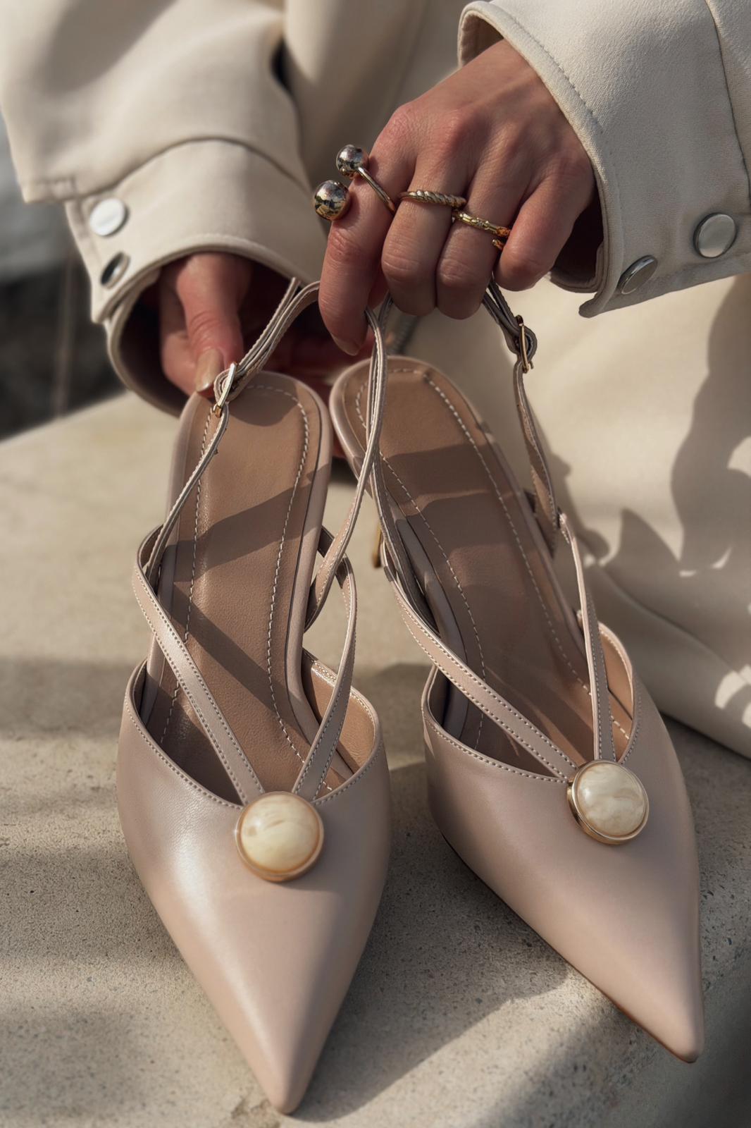 Lorisse Stiletto Nude Mat Deri - ILOVESHOES