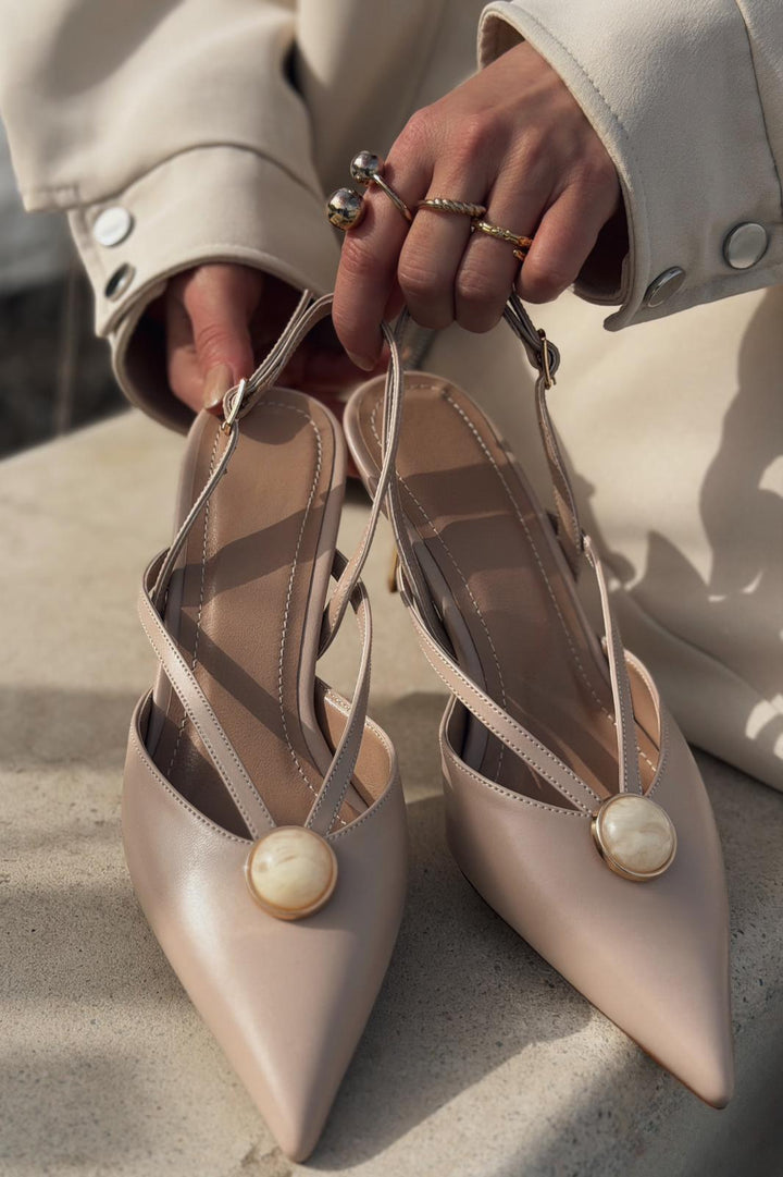 Lorisse Stiletto Nude Mat Deri - ILOVESHOES