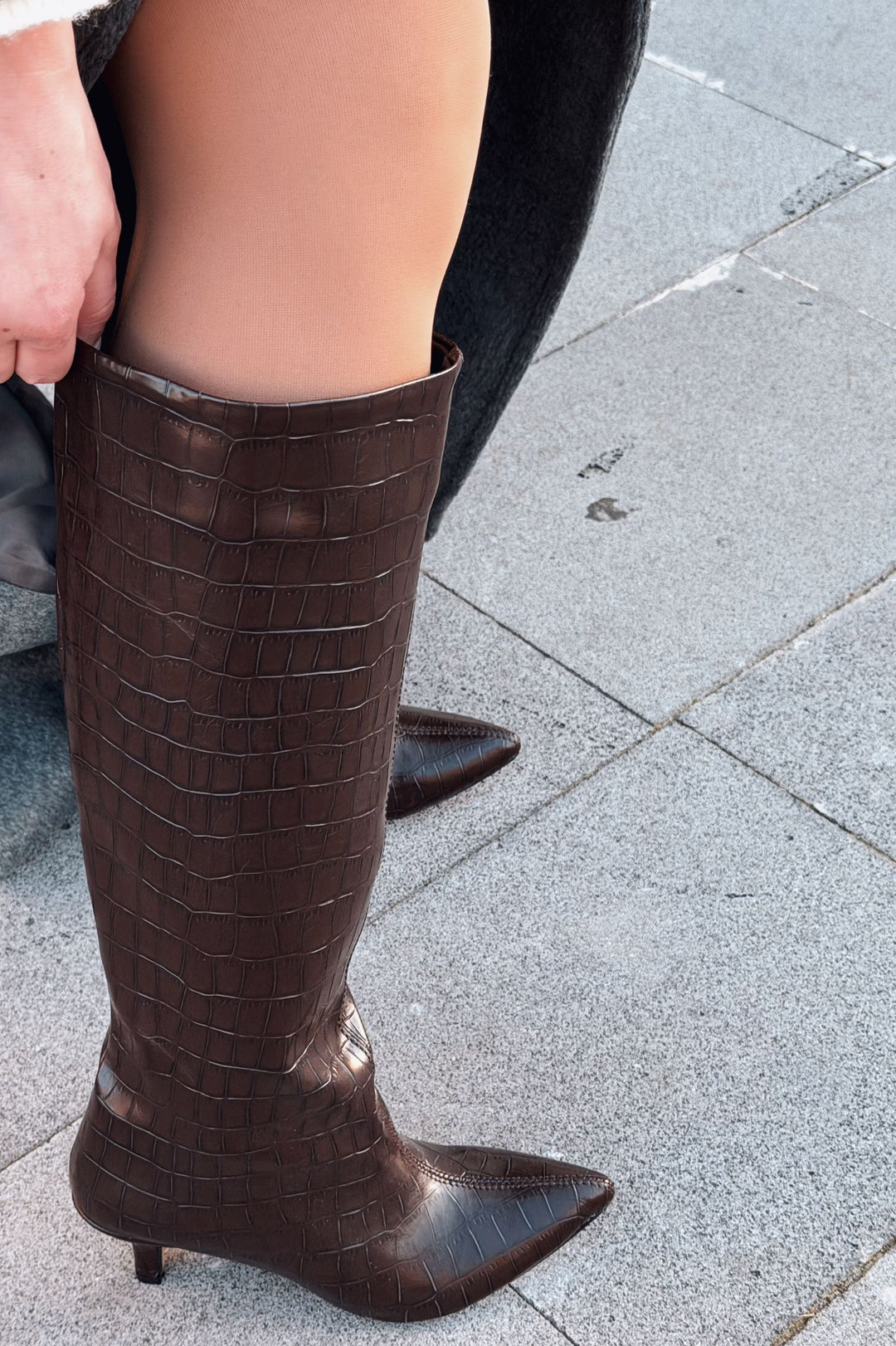 Celmira Kadın Topuklu Çizme Acıkahve Desenli - ILOVESHOES